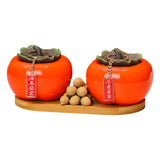 Maxbell Persimmon Storage Tank with Cover Containers Tea Cans Desktop Decorative style C