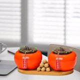 Maxbell Persimmon Storage Tank with Cover Containers Tea Cans Desktop Decorative style C