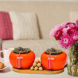 Maxbell Persimmon Storage Tank with Cover Containers Tea Cans Desktop Decorative style C