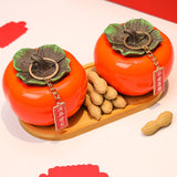 Maxbell Persimmon Storage Tank with Cover Containers Tea Cans Desktop Decorative style C