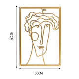 Maxbell Metal Wall Art Decor Woman Silhouette Minimalist Facial Line Decoration StyleA