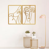 Maxbell Metal Wall Art Decor Woman Silhouette Minimalist Facial Line Decoration StyleA