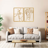 Maxbell Metal Wall Art Decor Woman Silhouette Minimalist Facial Line Decoration StyleA