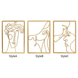 Maxbell Metal Wall Art Decor Woman Silhouette Minimalist Facial Line Decoration StyleA