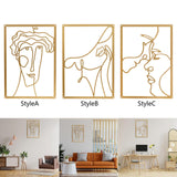 Maxbell Metal Wall Art Decor Woman Silhouette Minimalist Facial Line Decoration StyleA