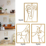 Maxbell Metal Wall Art Decor Woman Silhouette Minimalist Facial Line Decoration StyleA