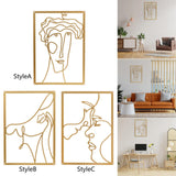 Maxbell Metal Wall Art Decor Woman Silhouette Minimalist Facial Line Decoration StyleA
