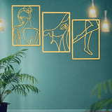 Maxbell Metal Wall Art Decor Woman Silhouette Minimalist Facial Line Decoration StyleC