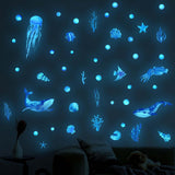 Maxbell 2Pcs Luminous Ocean Animals Wall Decals for Classroom Nursery