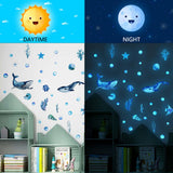 Maxbell 2Pcs Luminous Ocean Animals Wall Decals for Classroom Nursery