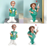 Maxbell Doctor Statues Figurines Ornament Women Resin Sculpture for Office Bedroom Brush 8x5x16cm