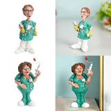 Maxbell Doctor Statues Figurines Ornament Women Resin Sculpture for Office Bedroom Brush 8x5x16cm