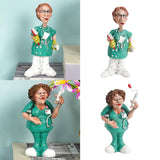 Maxbell Doctor Statues Figurines Ornament Women Resin Sculpture for Office Bedroom Brush 8x5x16cm