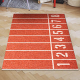 Maxbell Football Field Carpets Kids Play Nursery Soccer Area Rugs 100x160cm Red