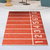 Maxbell Football Field Carpets Kids Play Nursery Soccer Area Rugs 100x160cm Red