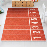 Maxbell Football Field Carpets Kids Play Nursery Soccer Area Rugs 100x160cm Red