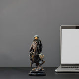 Maxbell Resin Eagle Statue Bird Figurine Ornament for Desktop Decoration Collectible Black