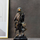 Maxbell Resin Eagle Statue Bird Figurine Ornament for Desktop Decoration Collectible Black