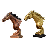 Maxbell Horse Head Statue Gifts Crafts Resin for TV Cabinet Office Desktop Ornament Aureate