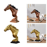 Maxbell Horse Head Statue Gifts Crafts Resin for TV Cabinet Office Desktop Ornament Aureate