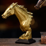 Maxbell Horse Head Statue Gifts Crafts Resin for TV Cabinet Office Desktop Ornament Aureate