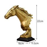 Maxbell Horse Head Statue Gifts Crafts Resin for TV Cabinet Office Desktop Ornament Aureate