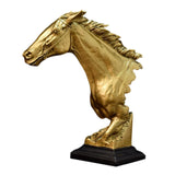 Maxbell Horse Head Statue Gifts Crafts Resin for TV Cabinet Office Desktop Ornament Aureate