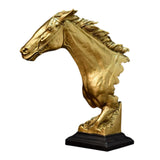 Maxbell Horse Head Statue Gifts Crafts Resin for TV Cabinet Office Desktop Ornament Aureate