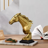 Maxbell Horse Head Statue Gifts Crafts Resin for TV Cabinet Office Desktop Ornament Aureate