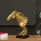 Maxbell Horse Head Statue Gifts Crafts Resin for TV Cabinet Office Desktop Ornament Aureate