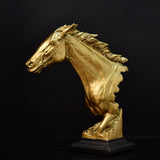 Maxbell Horse Head Statue Gifts Crafts Resin for TV Cabinet Office Desktop Ornament Aureate