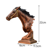 Maxbell Horse Head Statue Gifts Crafts Resin for TV Cabinet Office Desktop Ornament Brown