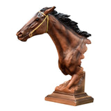 Maxbell Horse Head Statue Gifts Crafts Resin for TV Cabinet Office Desktop Ornament Brown