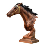 Maxbell Horse Head Statue Gifts Crafts Resin for TV Cabinet Office Desktop Ornament Brown
