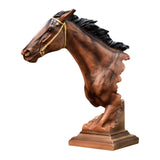 Maxbell Horse Head Statue Gifts Crafts Resin for TV Cabinet Office Desktop Ornament Brown