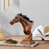 Maxbell Horse Head Statue Gifts Crafts Resin for TV Cabinet Office Desktop Ornament Brown