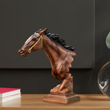 Maxbell Horse Head Statue Gifts Crafts Resin for TV Cabinet Office Desktop Ornament Brown