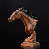 Maxbell Horse Head Statue Gifts Crafts Resin for TV Cabinet Office Desktop Ornament Brown