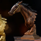 Maxbell Horse Head Statue Gifts Crafts Resin for TV Cabinet Office Desktop Ornament Brown