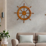 Maxbell Boat Steering Wheel Wood Ship Wheel for Coastal Theme Decoration