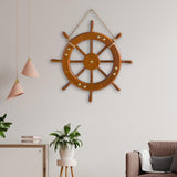 Maxbell Boat Steering Wheel Wood Ship Wheel for Coastal Theme Decoration