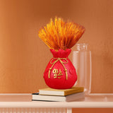 Maxbell Chinese Flower Vase Resin Flower Pot New Year Party Home Plant Planter Decor Red