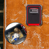 Maxbell Key Storage Lock Box 4 Digit Password Key Storage Case Wall Mounted for Home Red