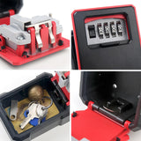 Maxbell Key Storage Lock Box 4 Digit Password Key Storage Case Wall Mounted for Home Red