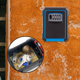 Maxbell Key Storage Lock Box 4 Digit Password Key Storage Case Wall Mounted for Home Blue