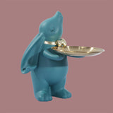 Maxbell Chinese Style Rabbit Figurine Storage Tray Easter Gifts Entrance Key Holder green standing