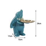 Maxbell Chinese Style Rabbit Figurine Storage Tray Easter Gifts Entrance Key Holder green standing
