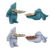 Maxbell Chinese Style Rabbit Figurine Storage Tray Easter Gifts Entrance Key Holder green standing