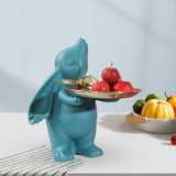 Maxbell Chinese Style Rabbit Figurine Storage Tray Easter Gifts Entrance Key Holder green standing