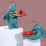 Maxbell Chinese Style Rabbit Figurine Storage Tray Easter Gifts Entrance Key Holder green sitting